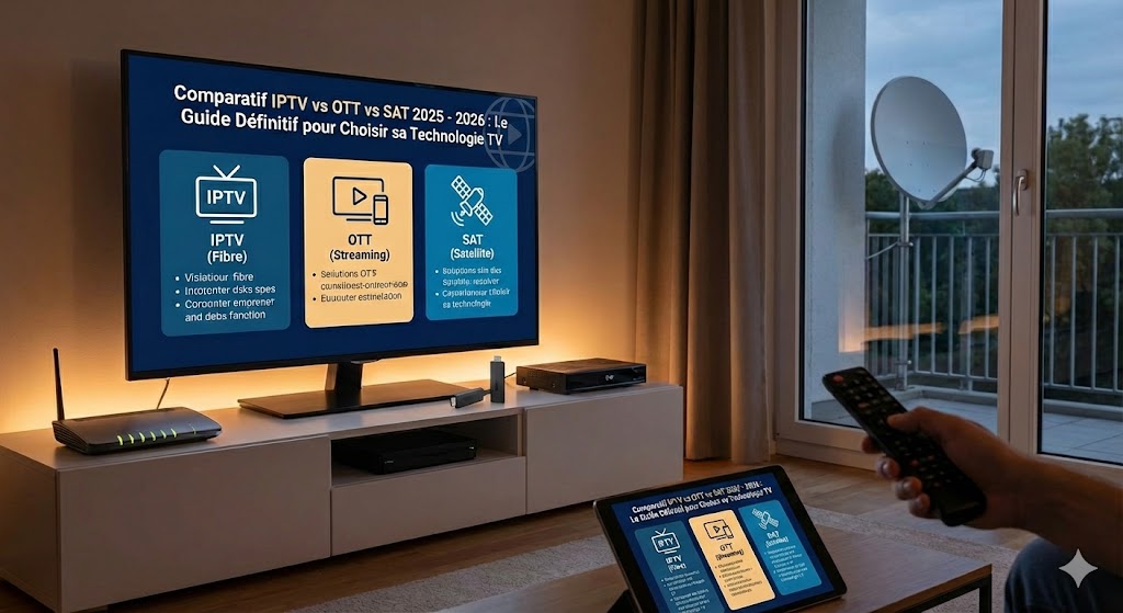 Comparatif IPTV vs OTT vs SAT 2025 : Guide Ultime